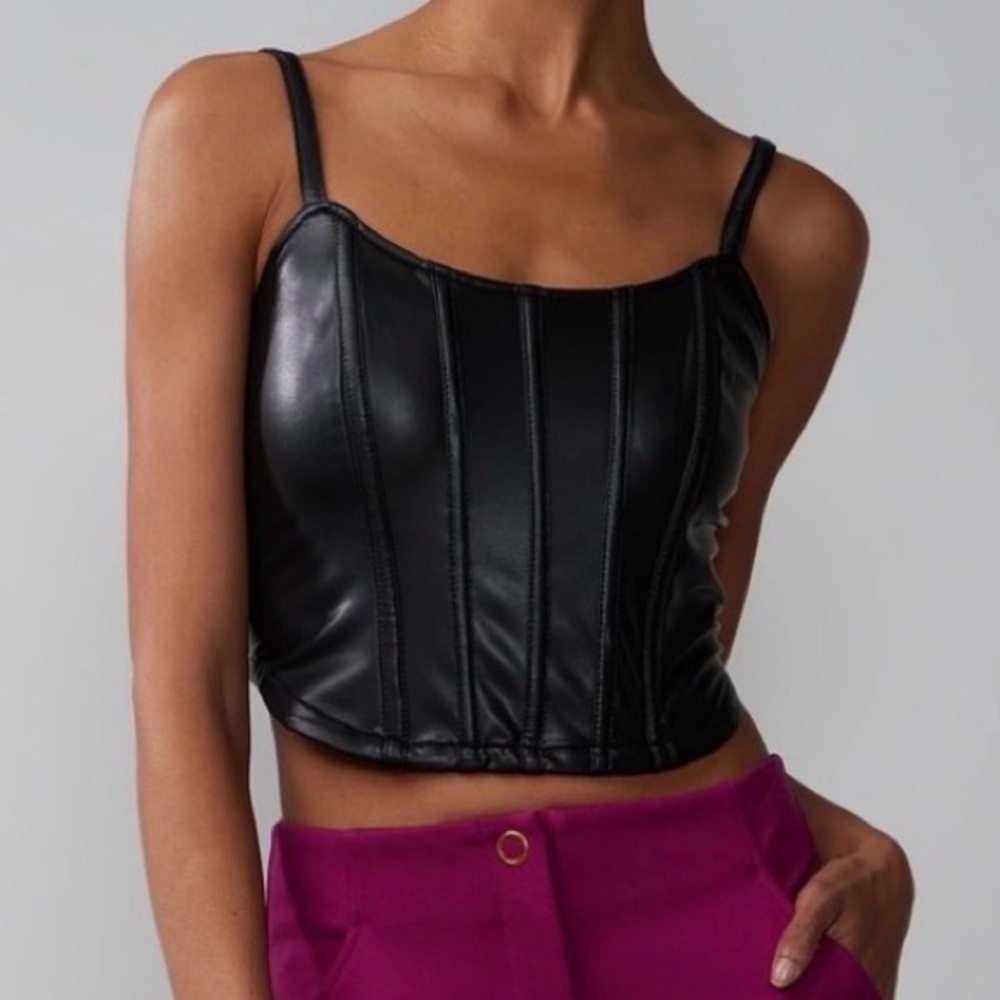 New York & Company Black Bustier Crop Top